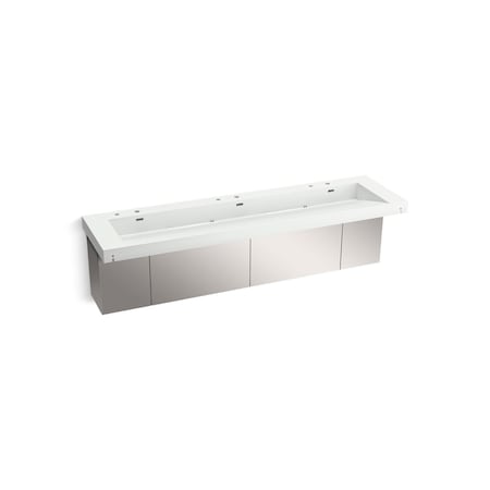 Kohler 90In Wall-Mount Trough Lavatory System In Miami White 81033-BSS-KEH